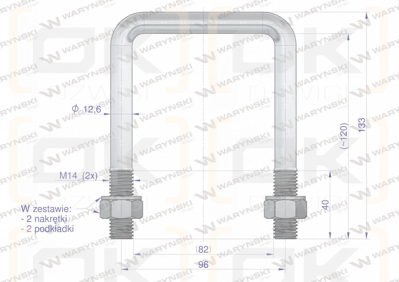 Gabel, Klemme, M14 82x120, Waryński