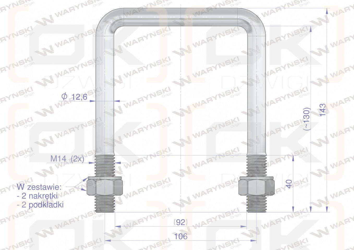 Joch, Klemme, M14 92x130, Waryński
