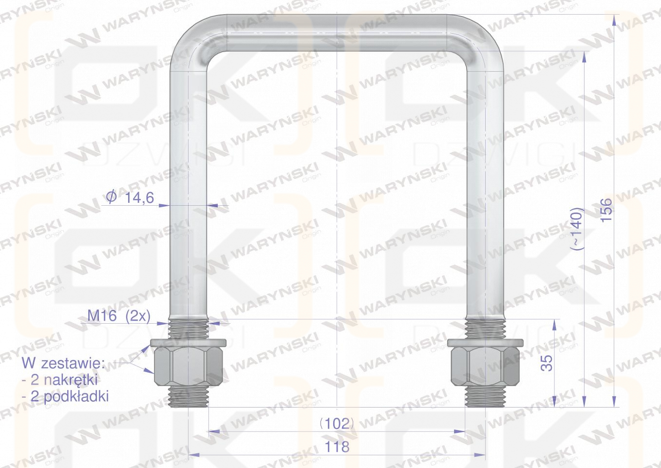 Gabel, Klemme, M16 102x140, Waryński