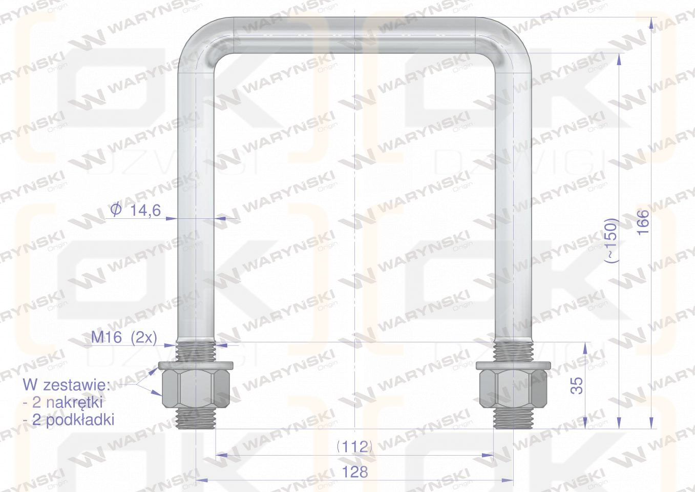 Gabel, Klemme, M16 112x150, Waryński