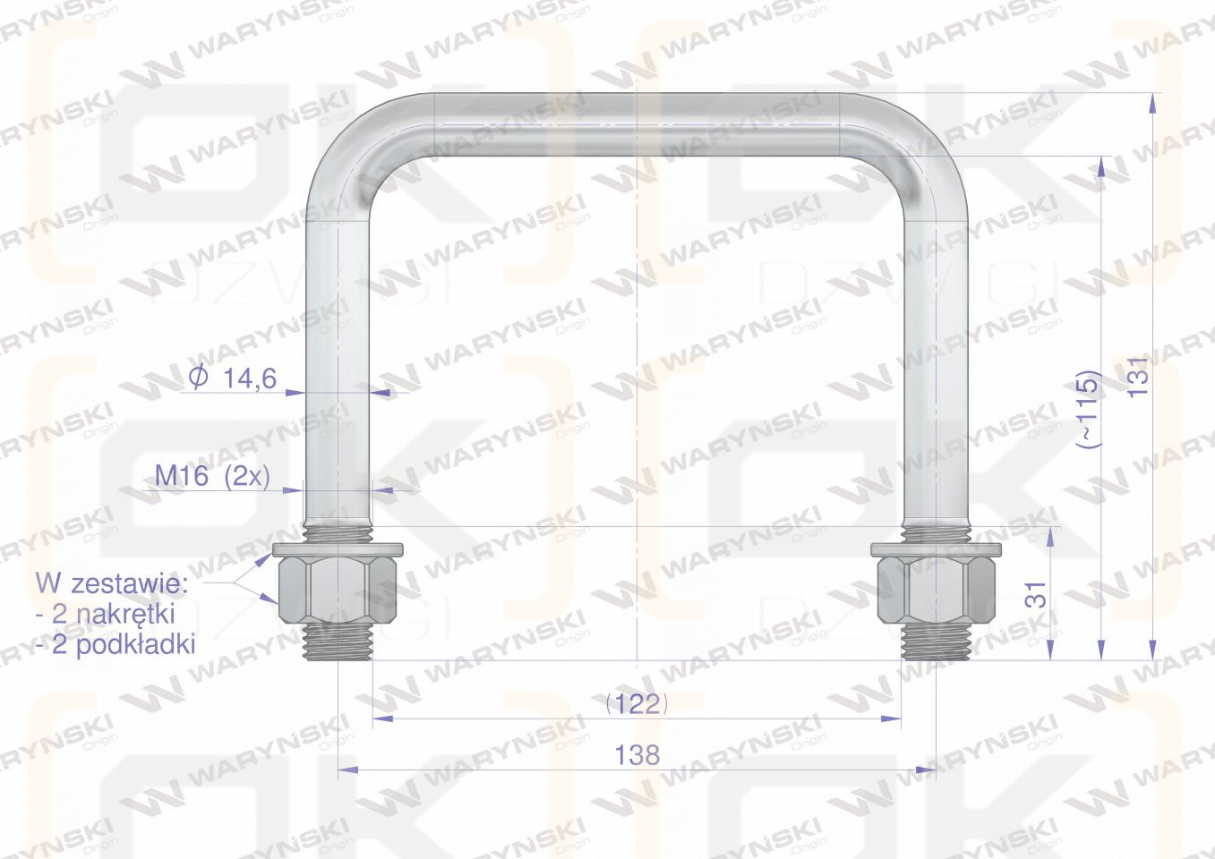 Gabel, Klemme, M16 122X115, 1117780010/U, Waryński