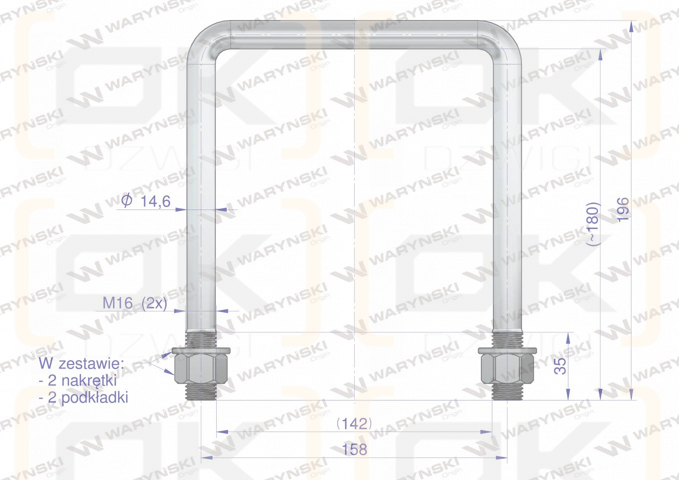 Gabel, Klemme, M16 142x180, Waryński