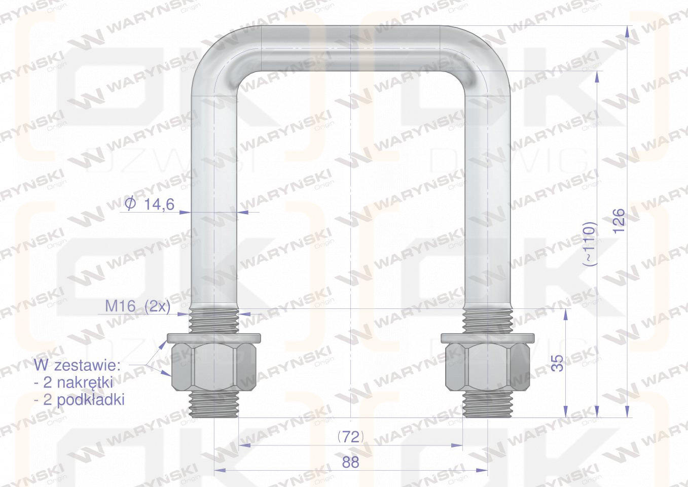 Joch, Klemme, M16 72x110, Waryński