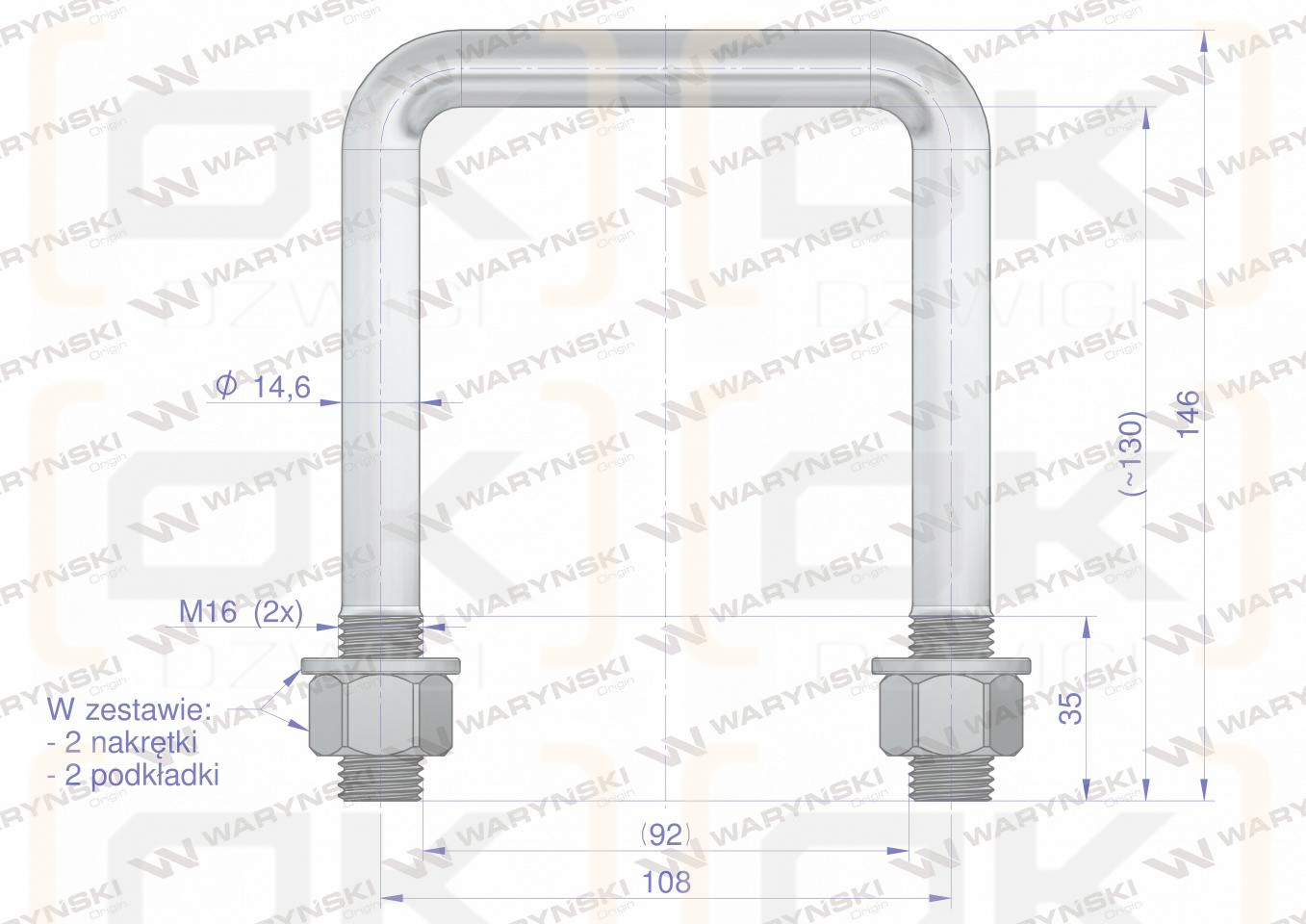 Joch, Klemme, M16 92x130, Waryński