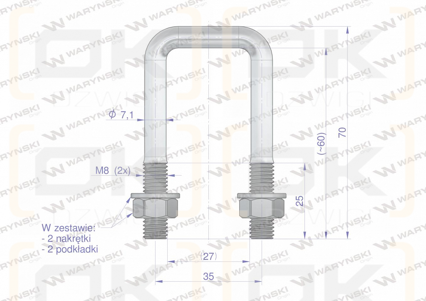 Joch, Klemme, M8 27x60, 1655004550/U, Waryński