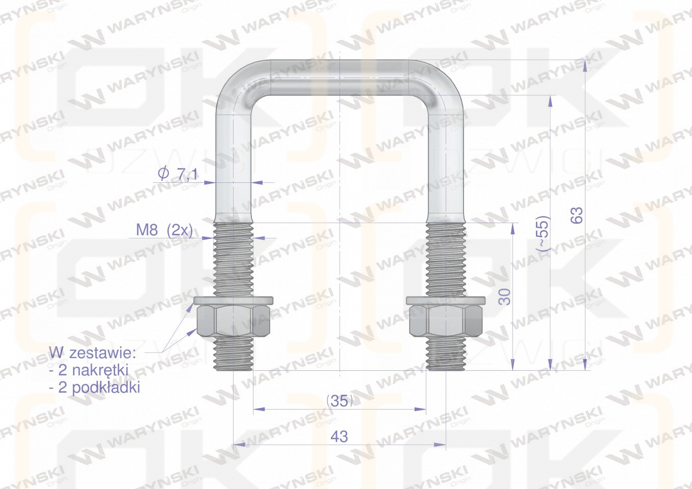 Joch, Klemme, M8 35x55, Waryński