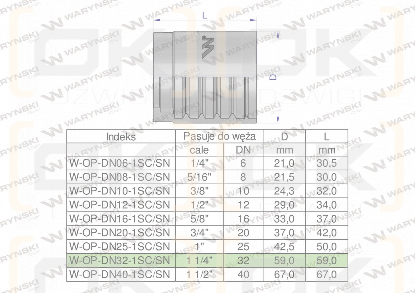 Tuleja (oprawka) DN 32 1SN 1SC PREMIUM Waryński ( sprzedawane po 2 )