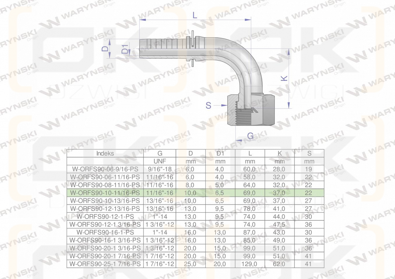 Zakucie hydrauliczne ORFS90 DN10 11/16
