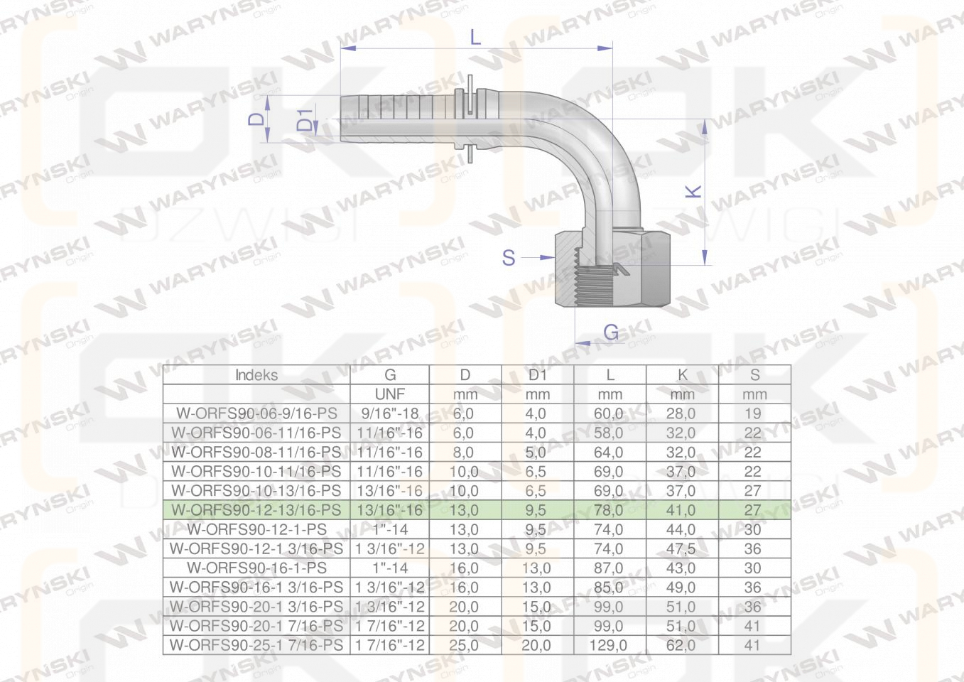 Zakucie hydrauliczne ORFS90 DN13 13/16