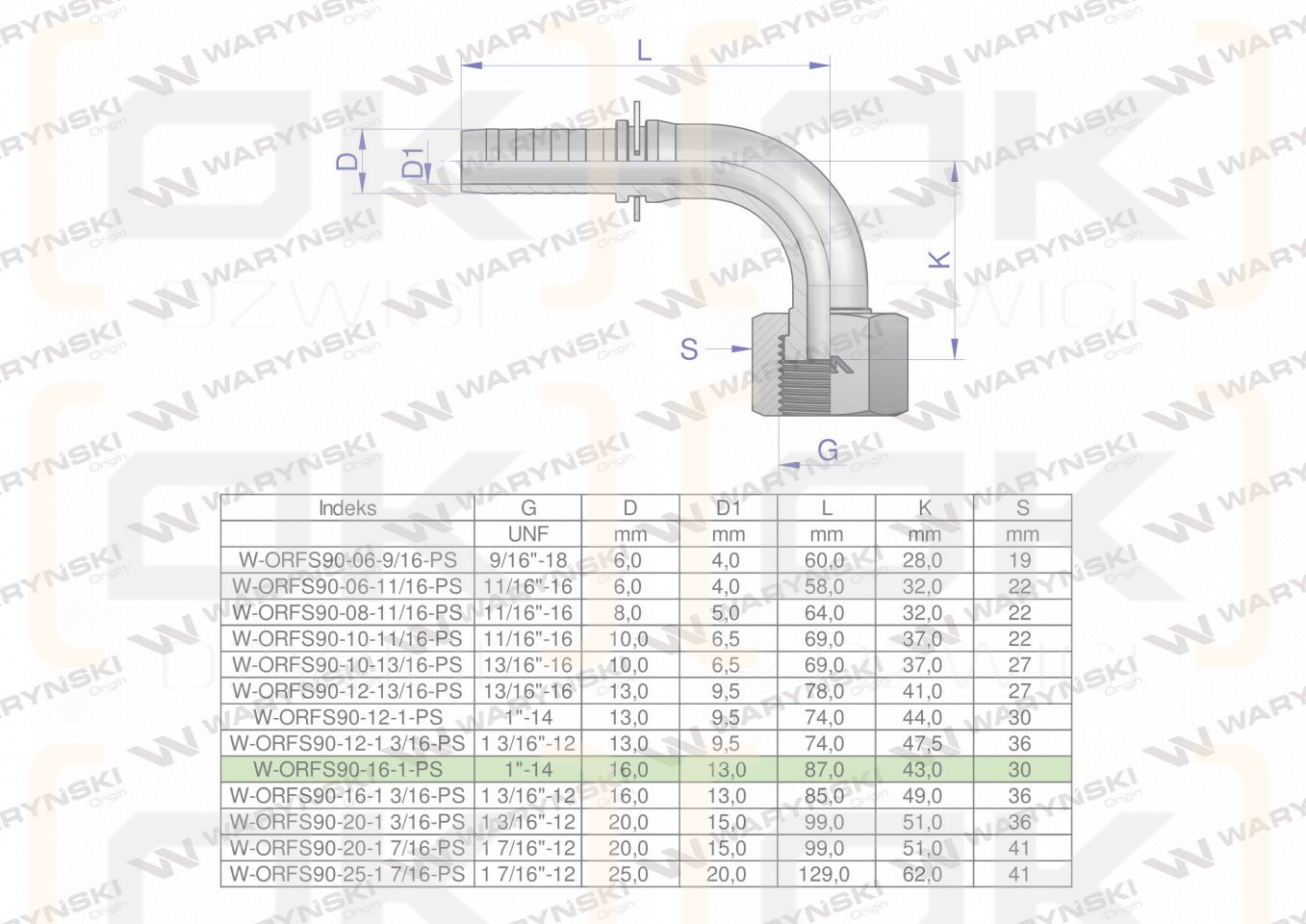 Zakucie hydrauliczne ORFS90 DN16 1