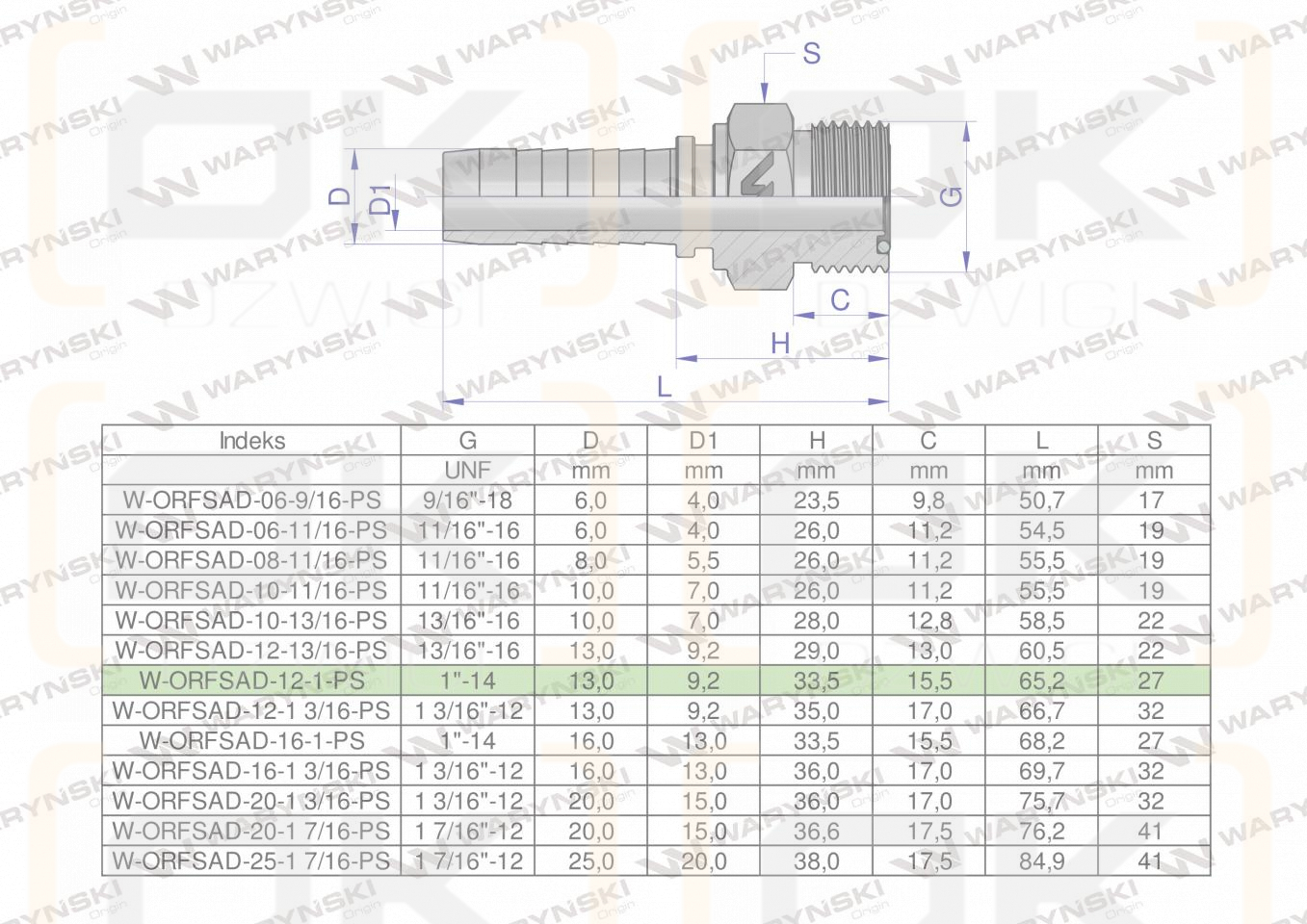Zakucie hydrauliczne ORFSAD DN13 1