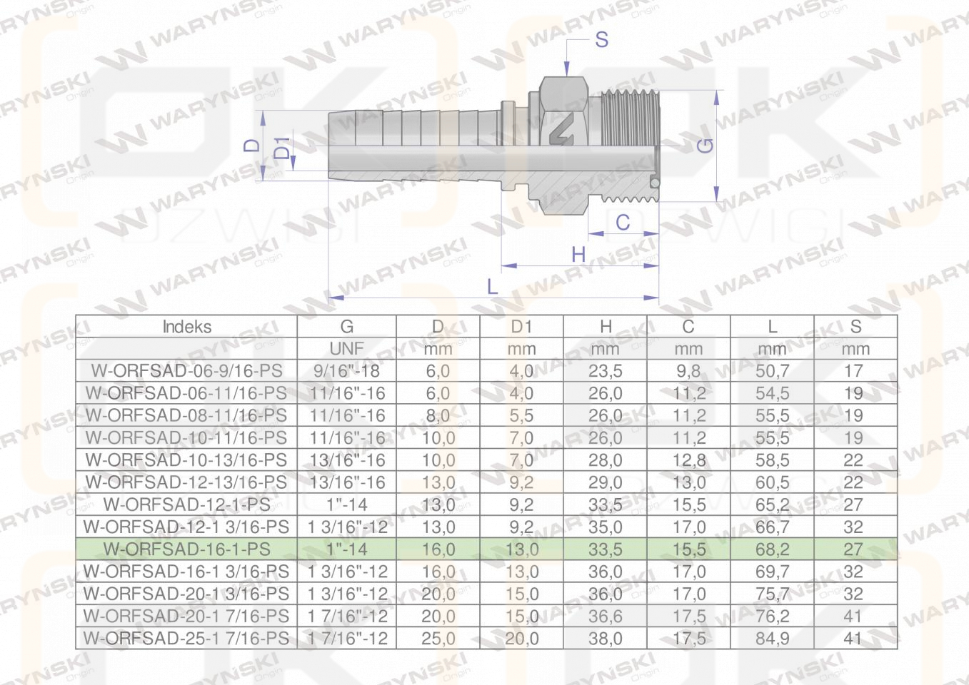 Zakucie hydrauliczne ORFSAD DN16 1
