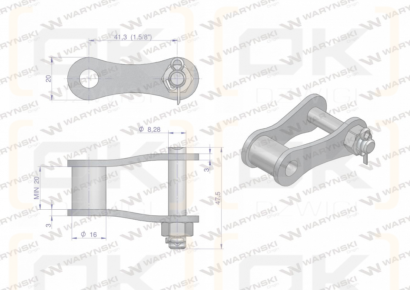 Półzamek łańcucha S55X (R1 41.30) zastosowanie Bizon Anna Waryński ( sprzedawane po 5 ) 5040170870 5040050510 55140000