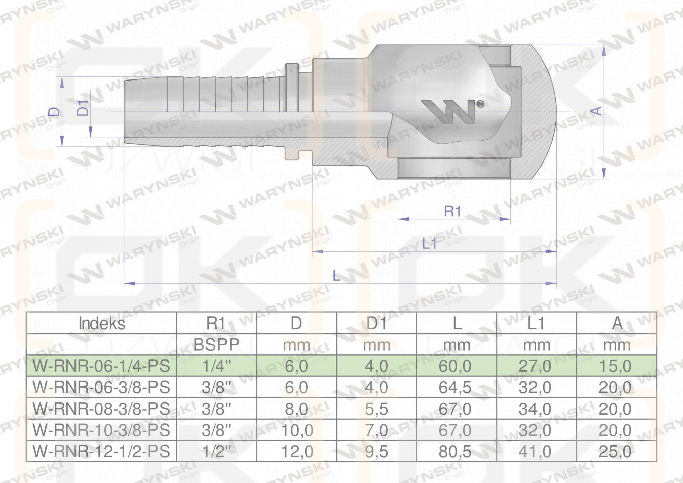 Zakucie hydrauliczne oczkowe RNR DN06 1/4