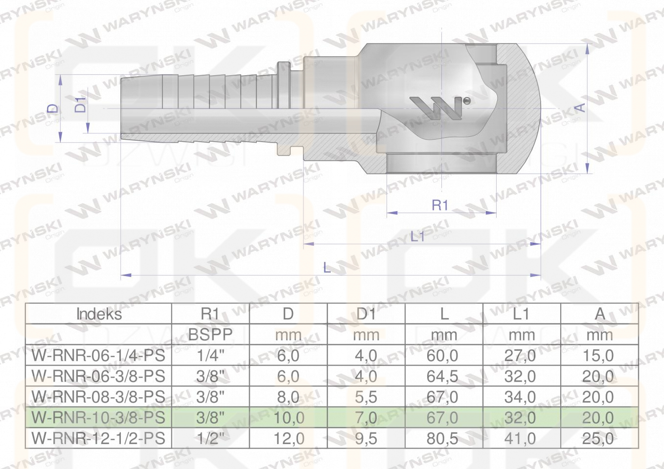 Zakucie hydrauliczne oczkowe RNR DN10 3/8