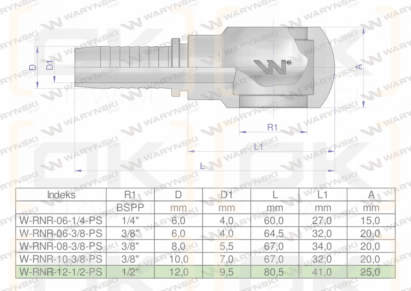 Zakucie hydrauliczne oczkowe RNR DN13 1/2