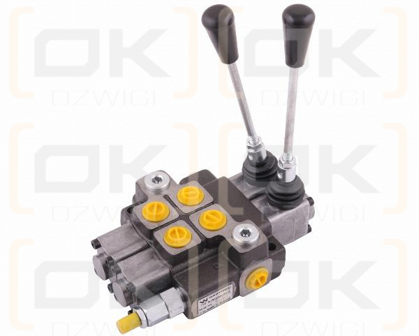 Rozdzielacz hydrauliczny 2-sekcyjny max przepływ 40L (1 sekcja - z zatrzaskiem) Waryński