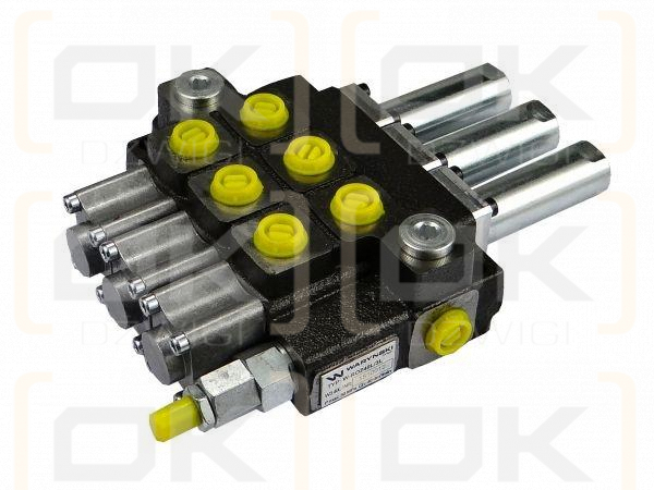 Rozdzielacz hydrauliczny 3-sekcyjny max przepływ 40L sterowany na linkę  Waryński