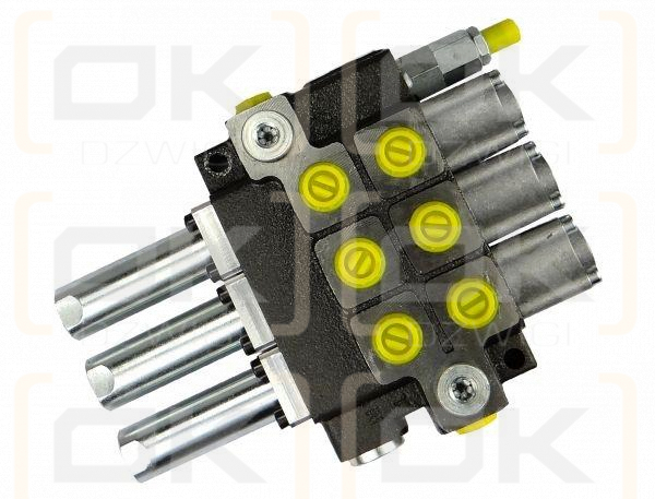 Rozdzielacz hydrauliczny 3-sekcyjny max przepływ 40L sterowany na linkę  Waryński