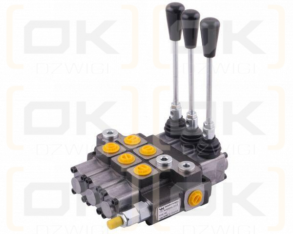 Rozdzielacz hydrauliczny 3-sekcyjny max przepływ 40L (1-sekcja nurnikowa) Waryński