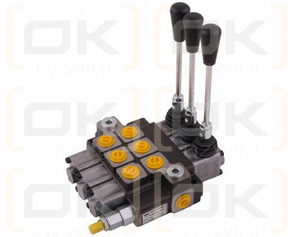Rozdzielacz hydrauliczny 3-sekcyjny max przepływ 40L (1 sekcja - z zatrzaskiem) Waryński