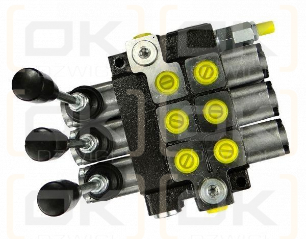 Rozdzielacz hydrauliczny 3-sekcyjny max przepływ 40L z zatrzaskami Waryński