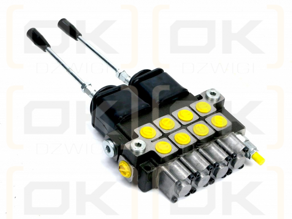 Rozdzielacz hydrauliczny 4-sekcyjny max przepływ 40L (2 sekcje x 1 dźwignia + 2 sekcje x 1 dźwignia) Waryński