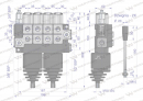 Rozdzielacz hydrauliczny 4-sekcyjny max przepływ 40L (2 sekcje x 1 dźwignia + 2 sekcje x 1 dźwignia) Waryński