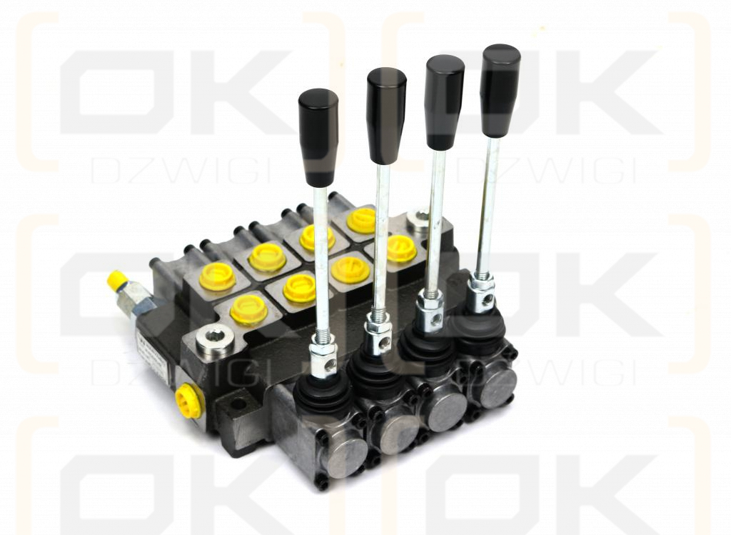 Rozdzielacz hydrauliczny 4-sekcyjny max przepływ 40L (4-sekcje z zatrzaskiem) Waryński