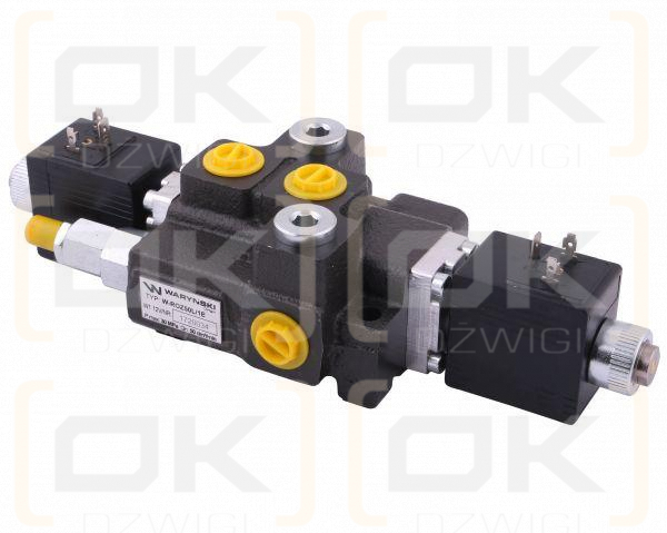 Rozdzielacz hydrauliczny 1-sekcyjny max przepływ 50L sterowany elektrycznie 12V DC Waryński