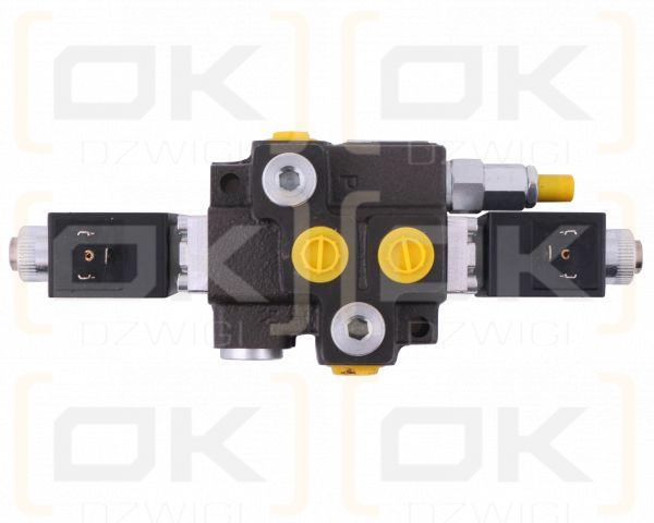 Rozdzielacz hydrauliczny 1-sekcyjny max przepływ 50L sterowany elektrycznie 12V DC Waryński