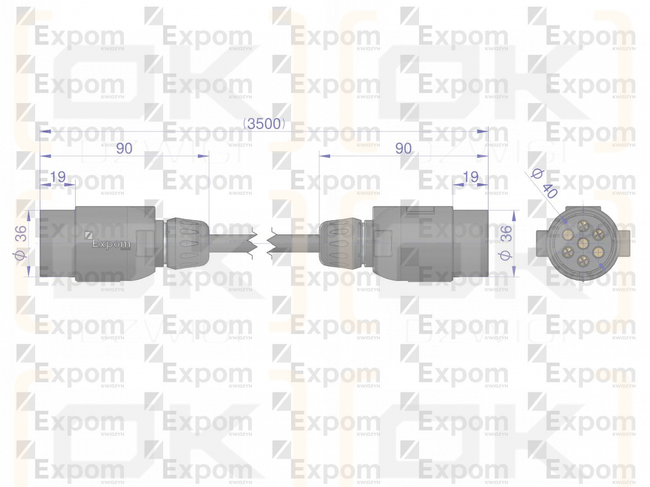 Złącze elektryczne 3.5x7 typu wtyczka wtyczka EXPOM KWIDZYN eu