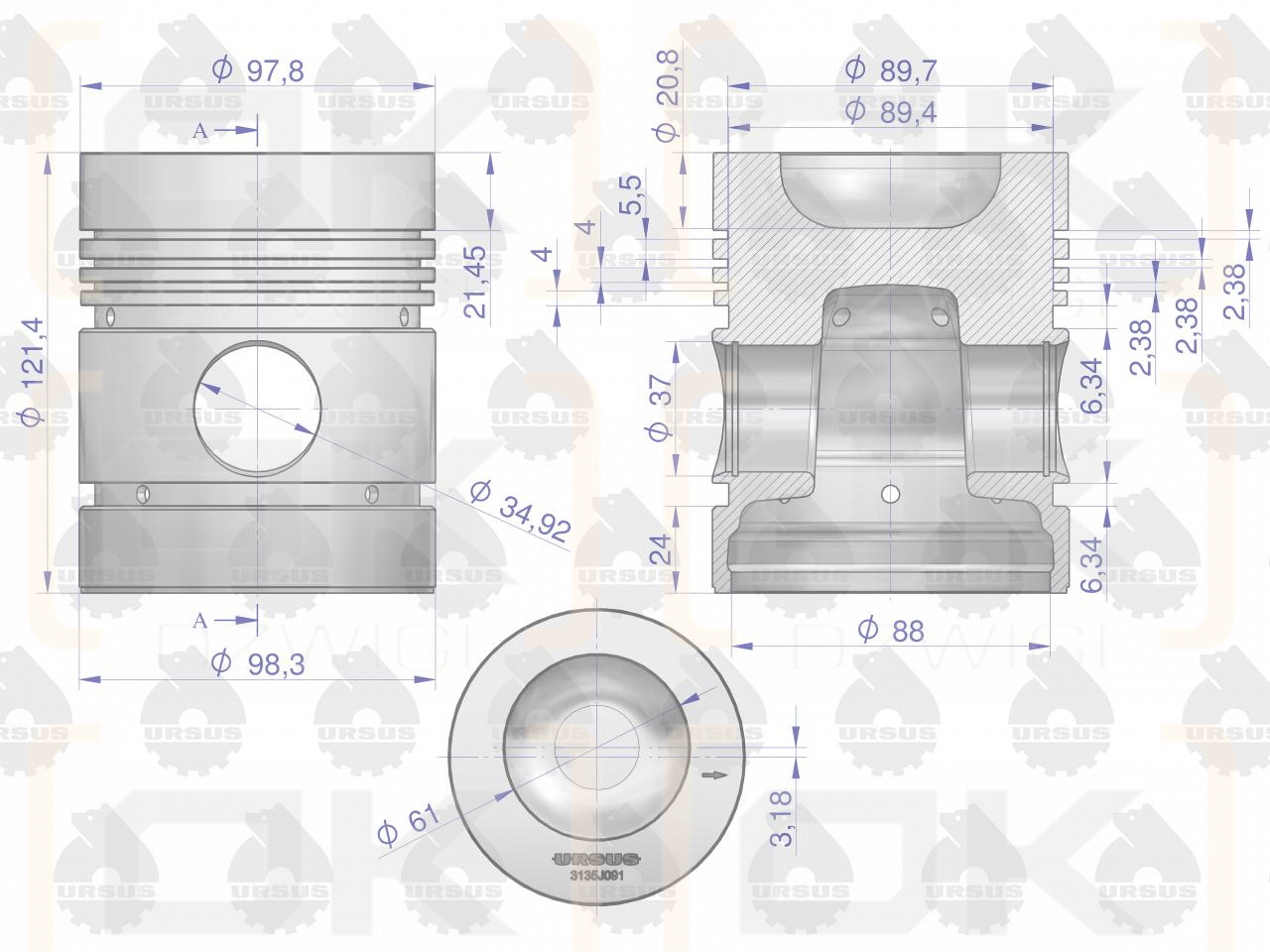 Zestaw naprawczy silnika 31358348, 0437990 MF4 ORYGINAŁ URSUS