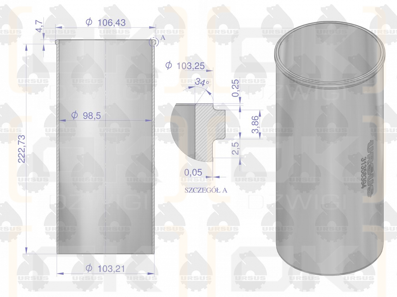 Zestaw naprawczy silnika 31358348, 0437990 MF4 ORYGINAŁ URSUS