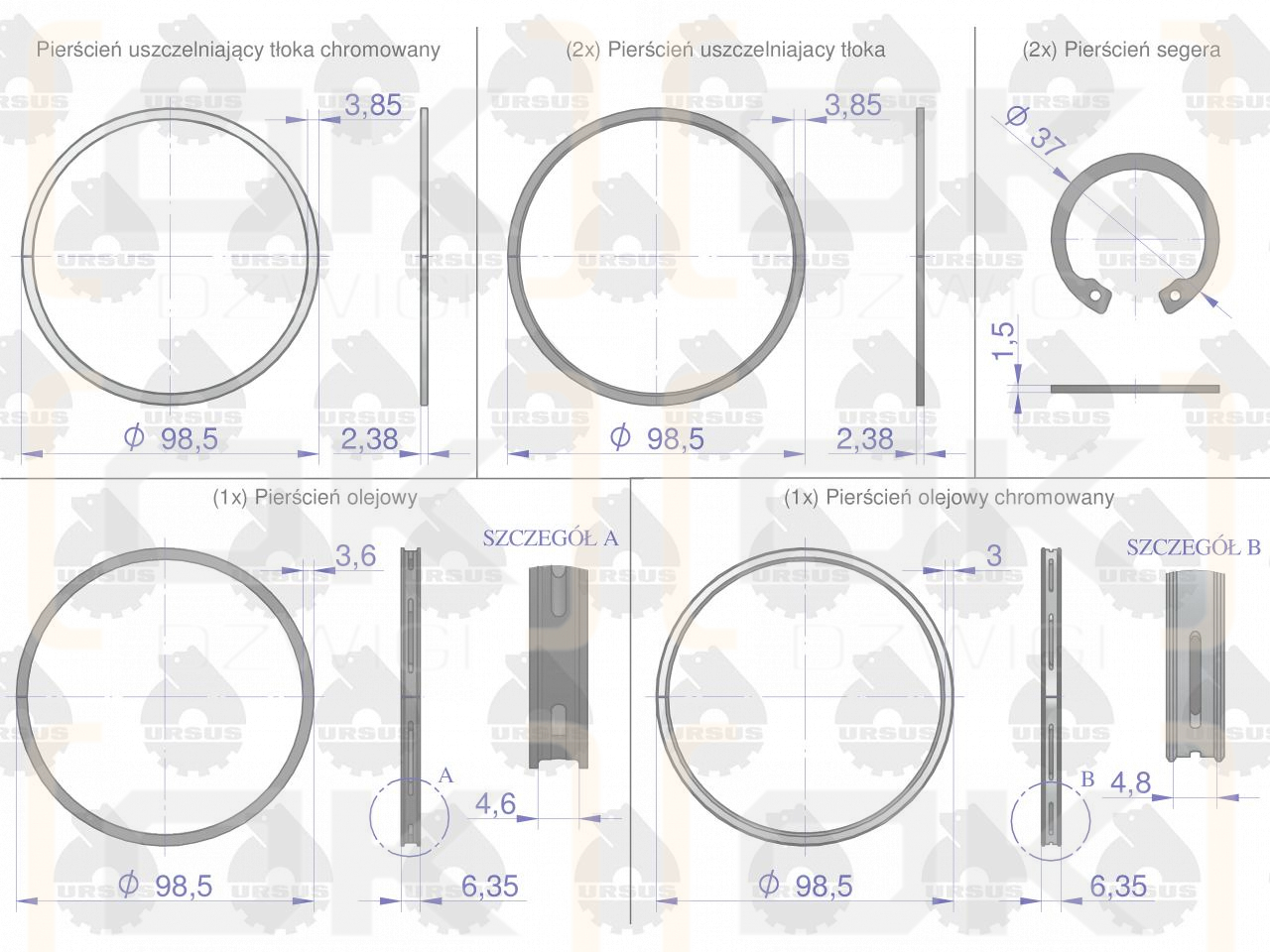 Zestaw naprawczy silnika 31358348, 0437990 MF4 ORYGINAŁ URSUS