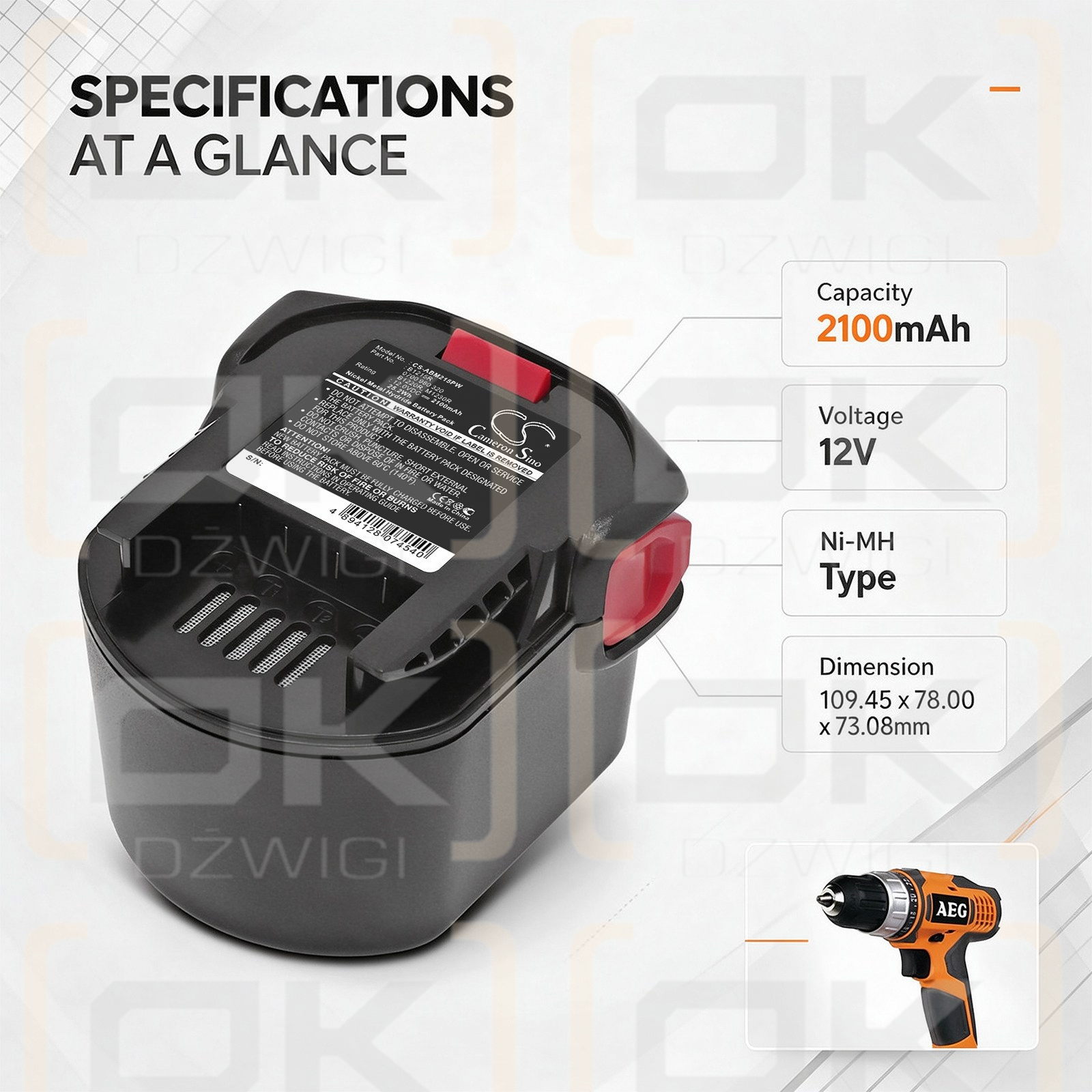 Ersatzakku für AEG FL12 GPS-System / B1215R 2100 mAh Ni-MH 12 V (Cameron Sino)