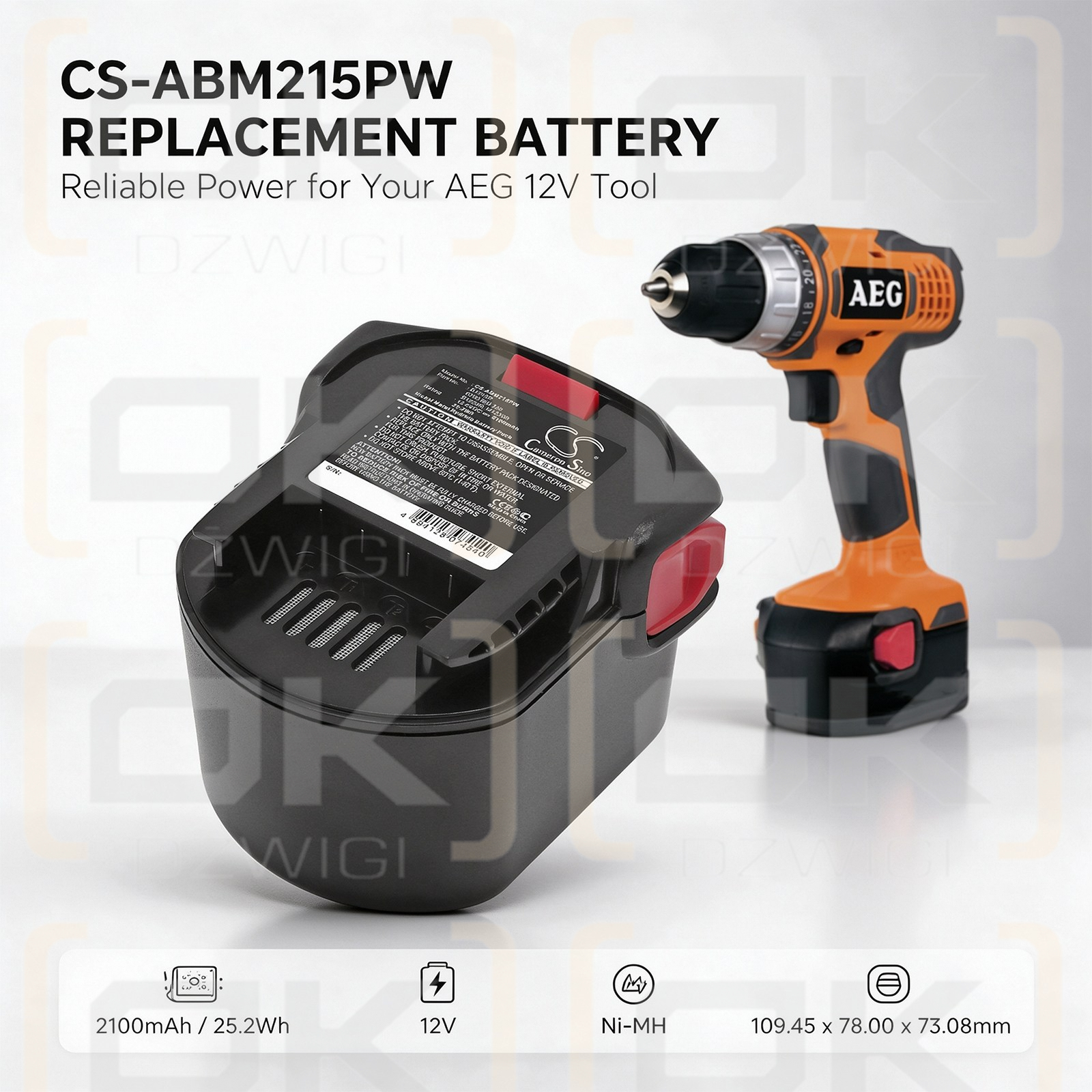 Ersatzakku für AEG FL12 GPS-System / B1215R 2100 mAh Ni-MH 12 V (Cameron Sino)