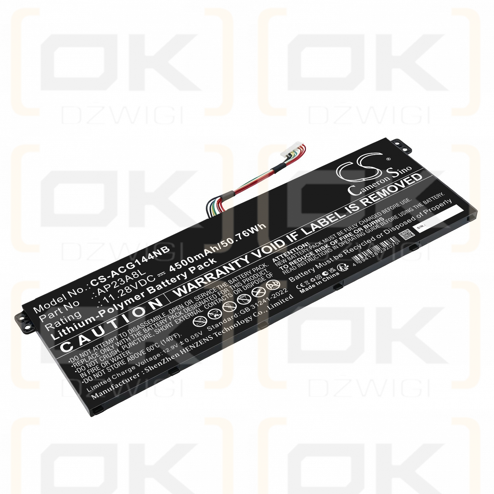 Ersatzakku für Acer Swift Go SFG14-73-79SX / AP23A8L 4500mAh Li-Polymer 11,28V (Cameron Sino)