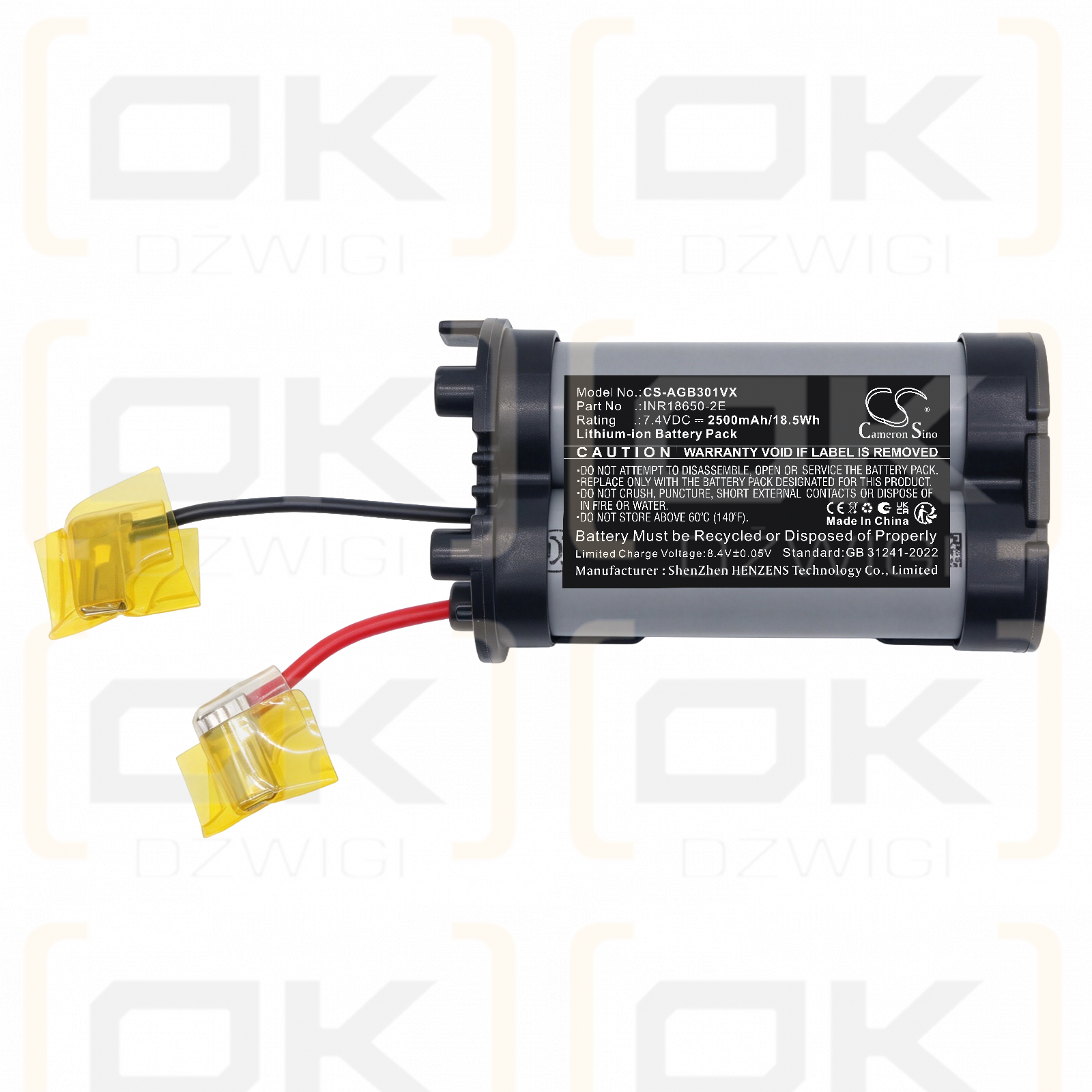 Ersatzakku für Electrolux ZGB3010 / INR18650-2E 2500 mAh Li-Ion 7,4 V (Cameron Sino)