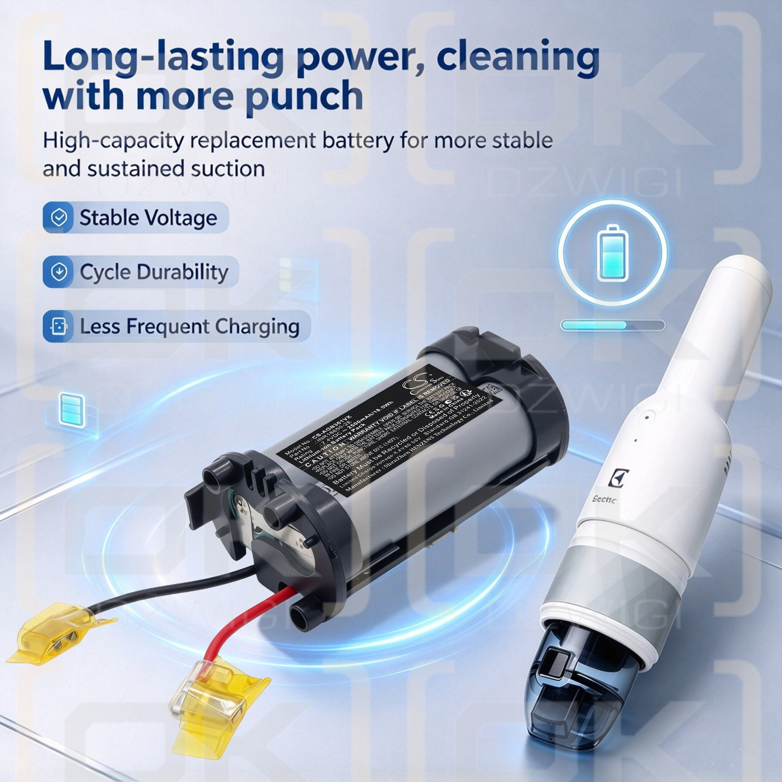 Ersatzakku für Electrolux ZGB3010 / INR18650-2E 2500 mAh Li-Ion 7,4 V (Cameron Sino)