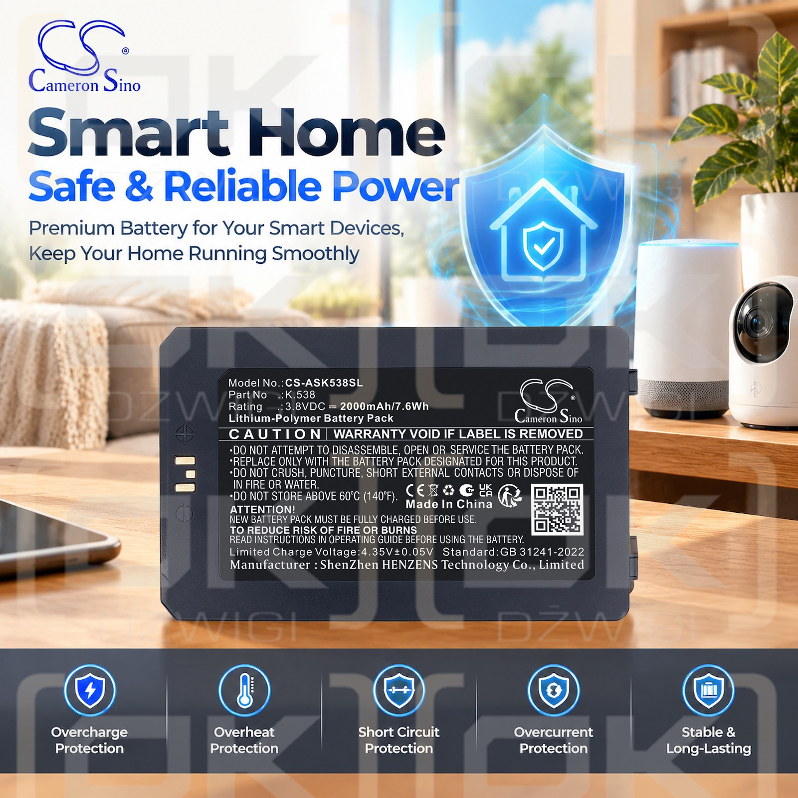 Bateria zamienna do Assa Abloy  Mifare Desfire / K.538 2000 mAh Li-Polymer 3.8 V (Cameron Sino)