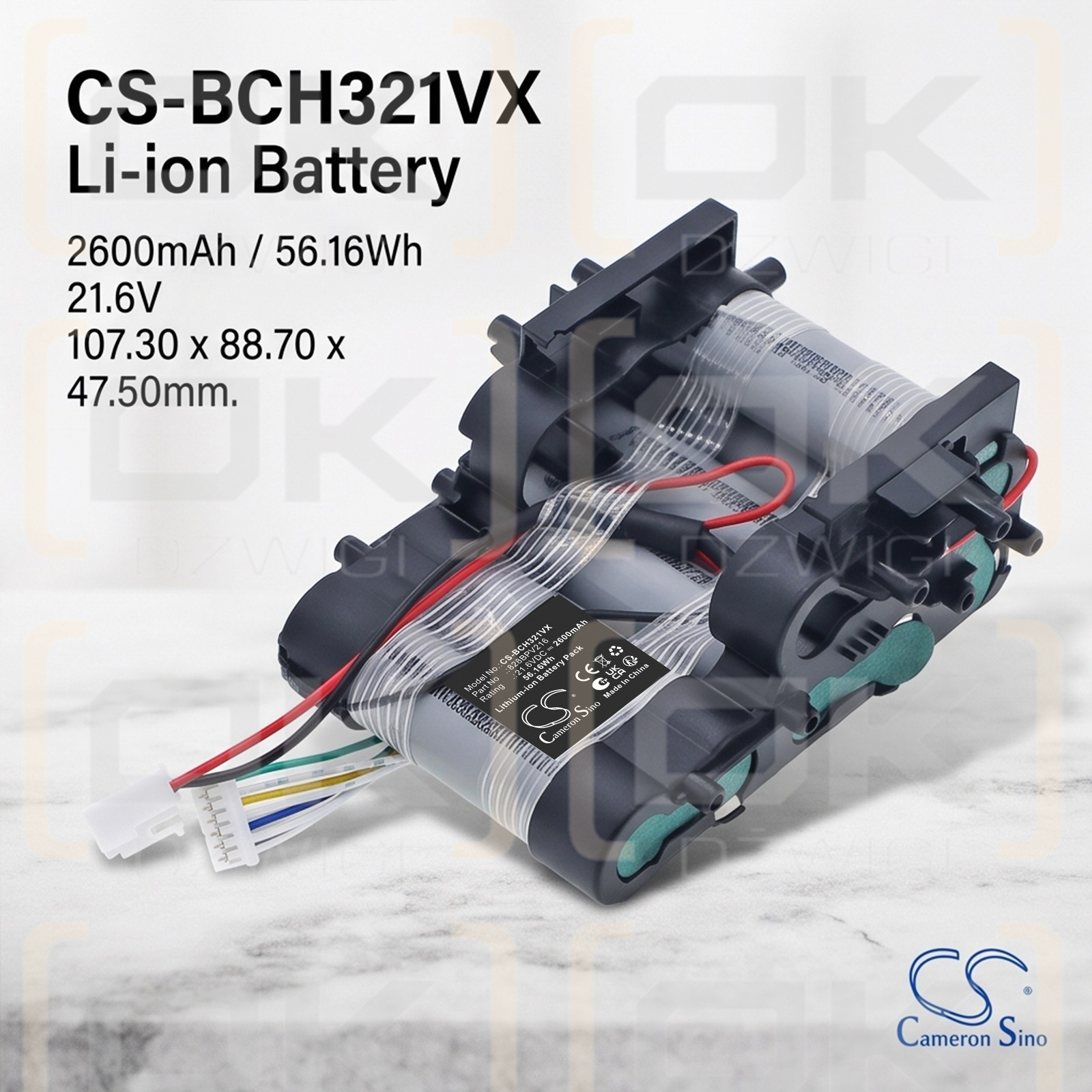 Batería de repuesto para Bosch Flexxo Gen2 Serie | 4 23V máx. / 828BPV216 2600 mAh Li-ion 21,6 V (Cameron Sino)