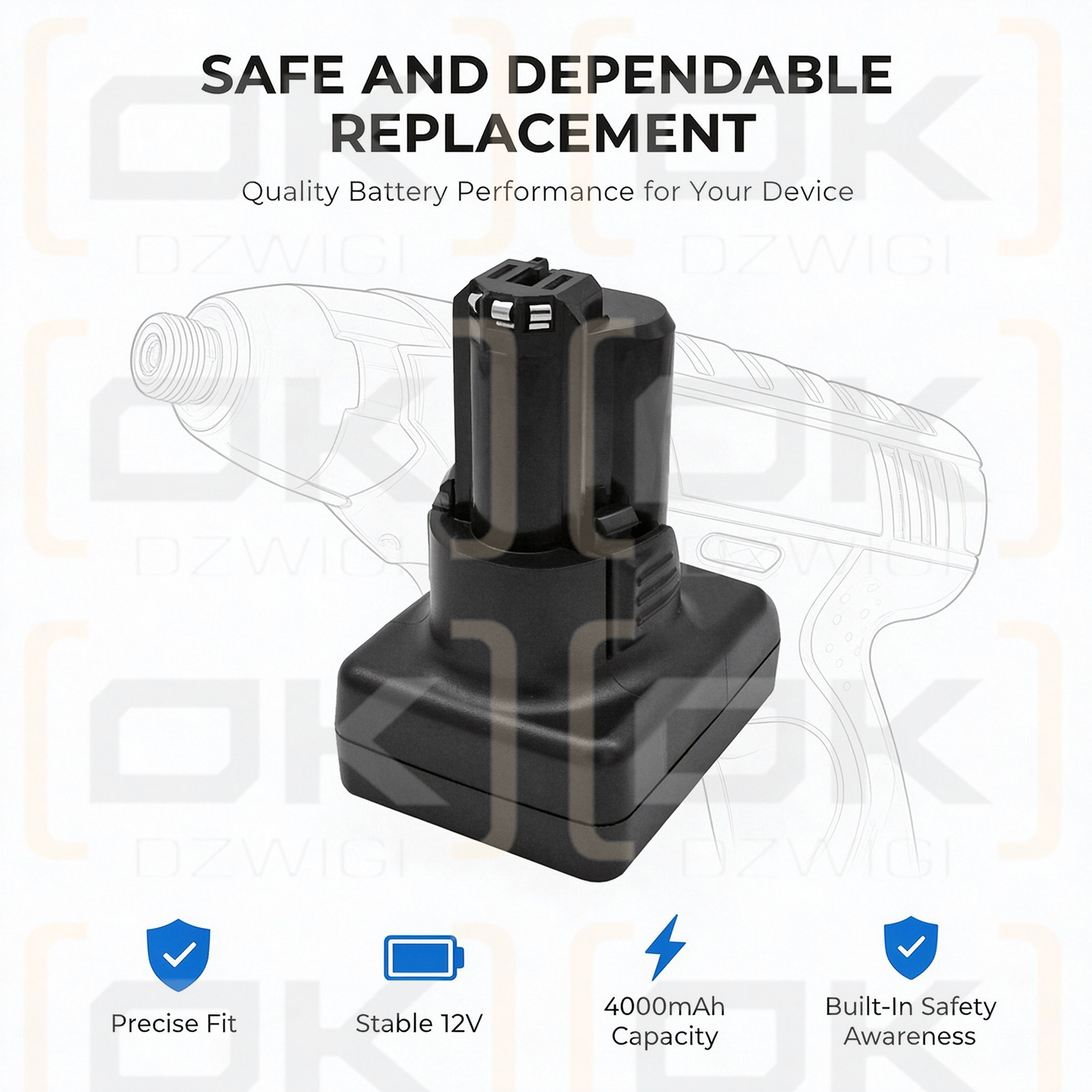 Ersatzakku für Bosch PS70-2A / BAT420 4000 mAh Li-Ion 12V (Cameron Sino)