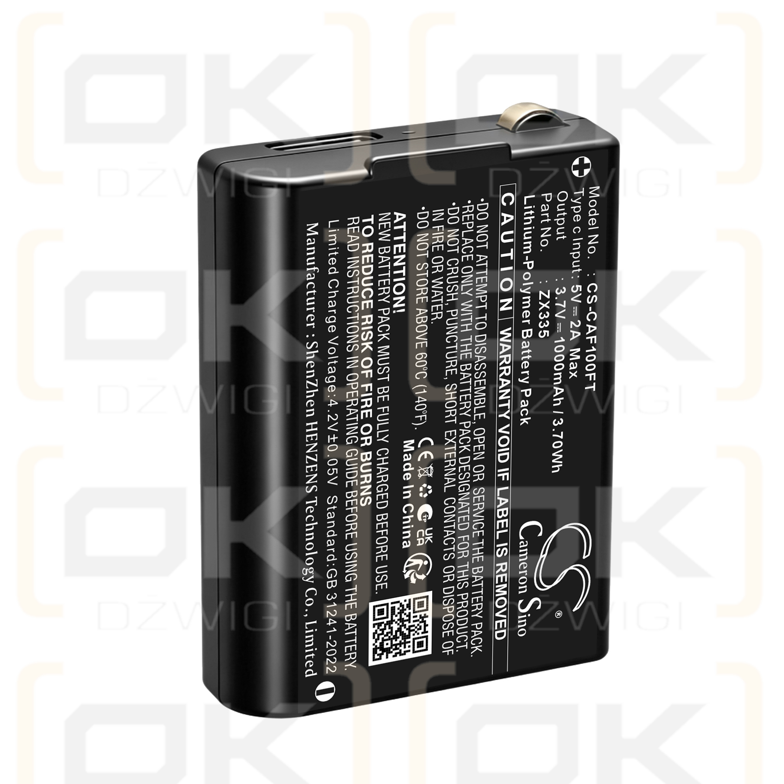 Bateria zamienna do COAST CH1000R  / ZX335 800 mAh Li-Polymer 3.7 V (Cameron Sino)
