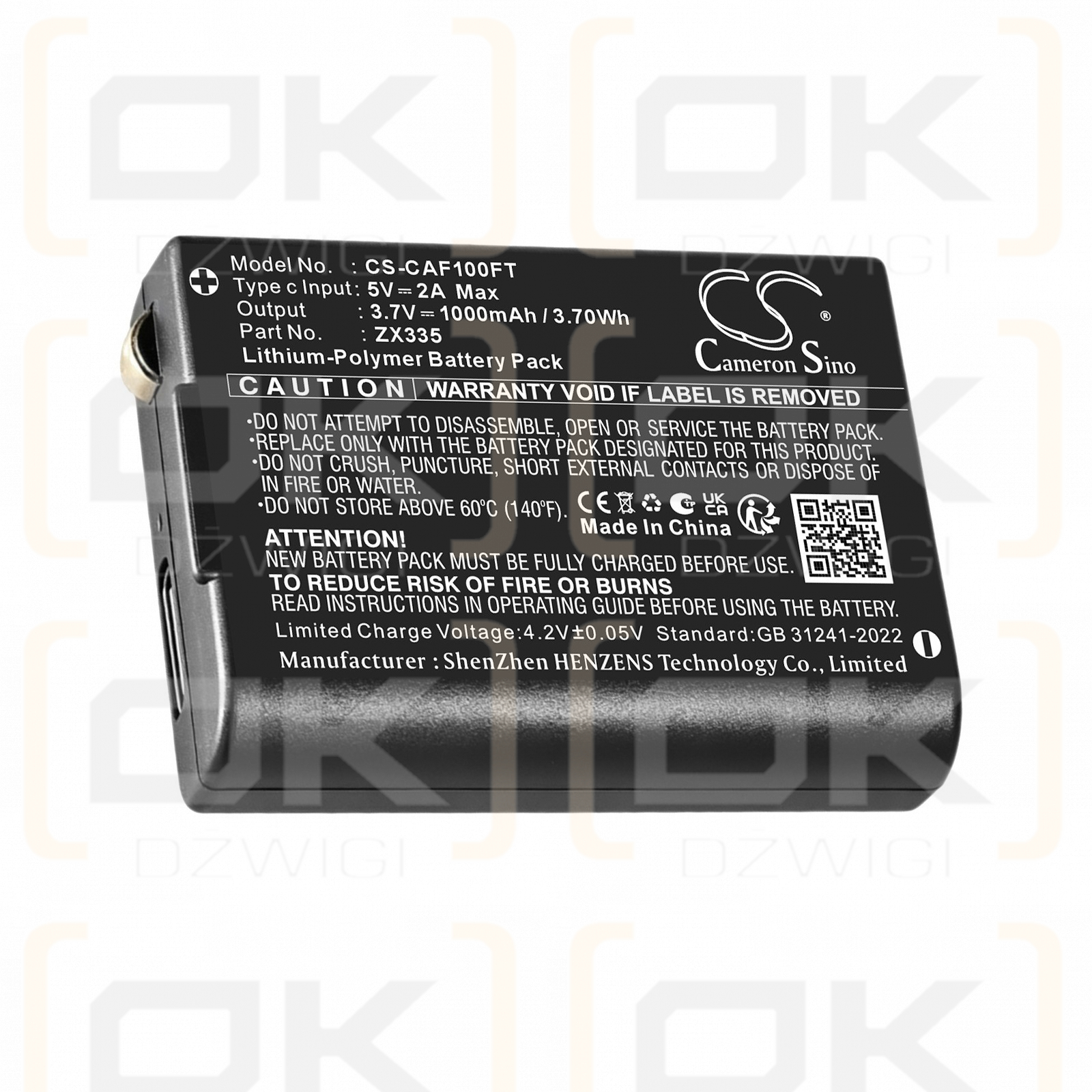 Bateria zamienna do COAST CH1000R  / ZX335 800 mAh Li-Polymer 3.7 V (Cameron Sino)