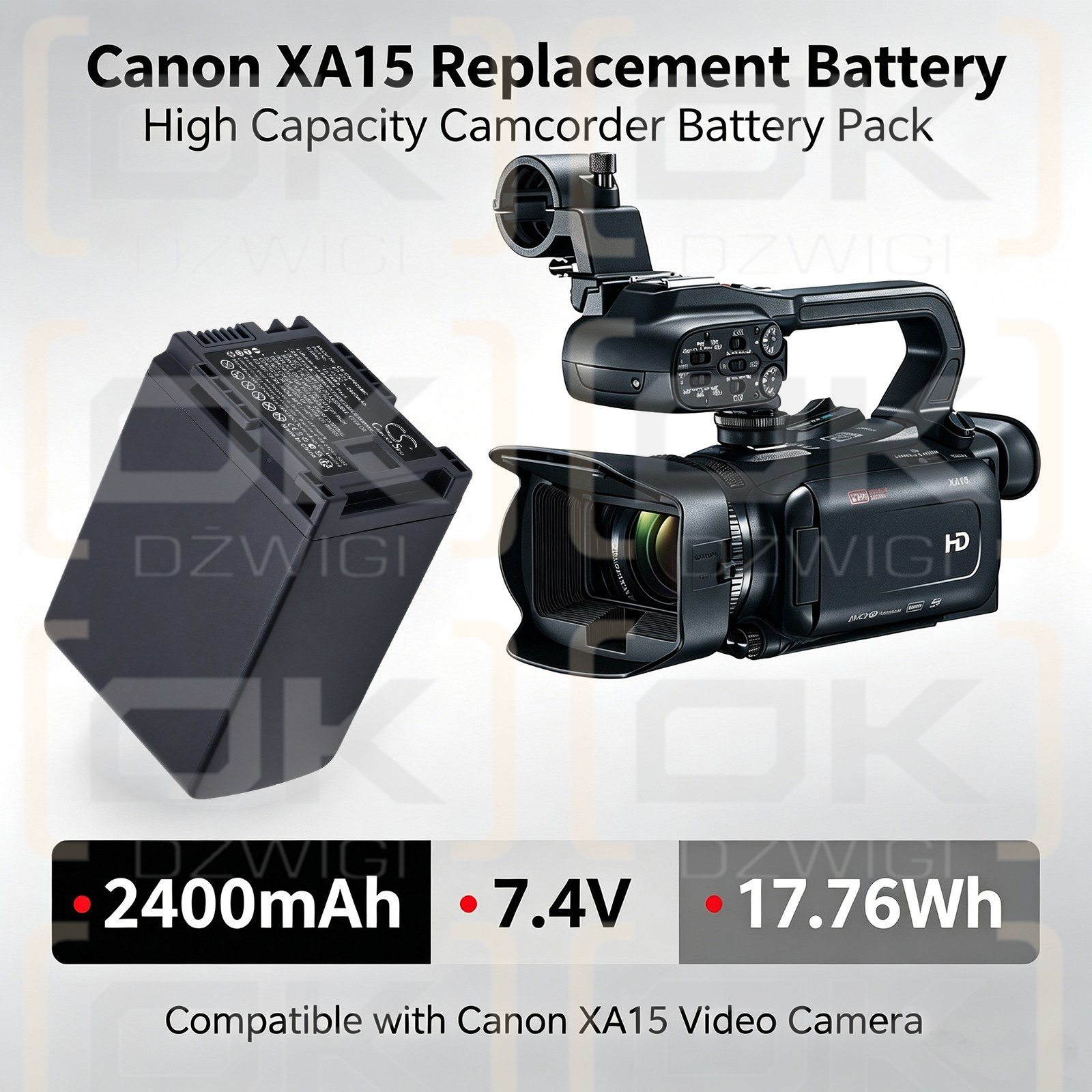 Ersatzakku für Canon LEGRIA HF S200 / BP-828 2400 mAh Li-Ion 7,4 V (Cameron Sino)