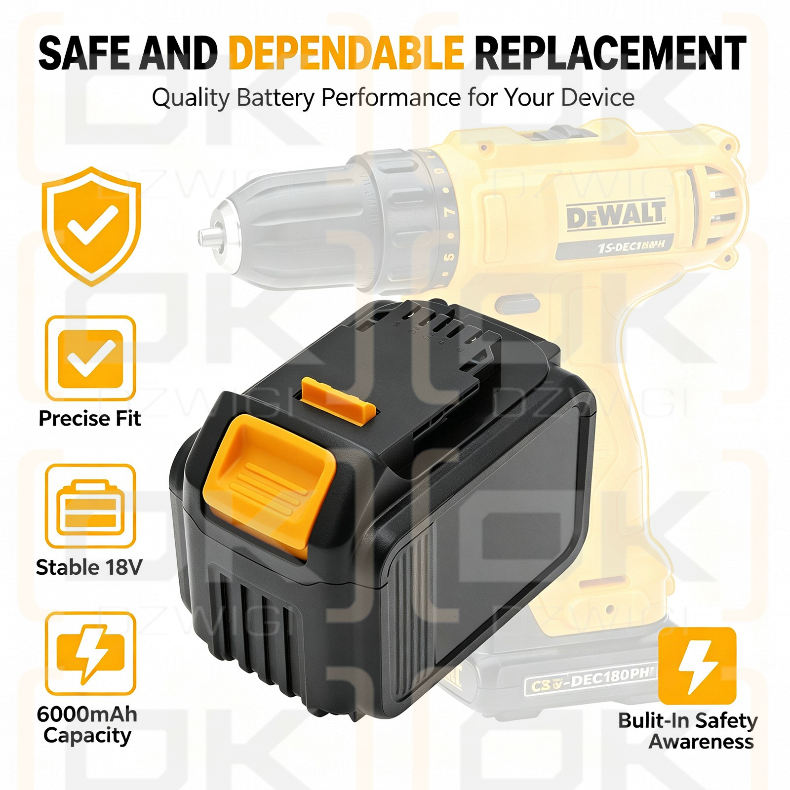 Bateria zamienna do DeWalt DWST1-75659-QW / DCB180 6000 mAh Li-ion 18 V (Cameron Sino)