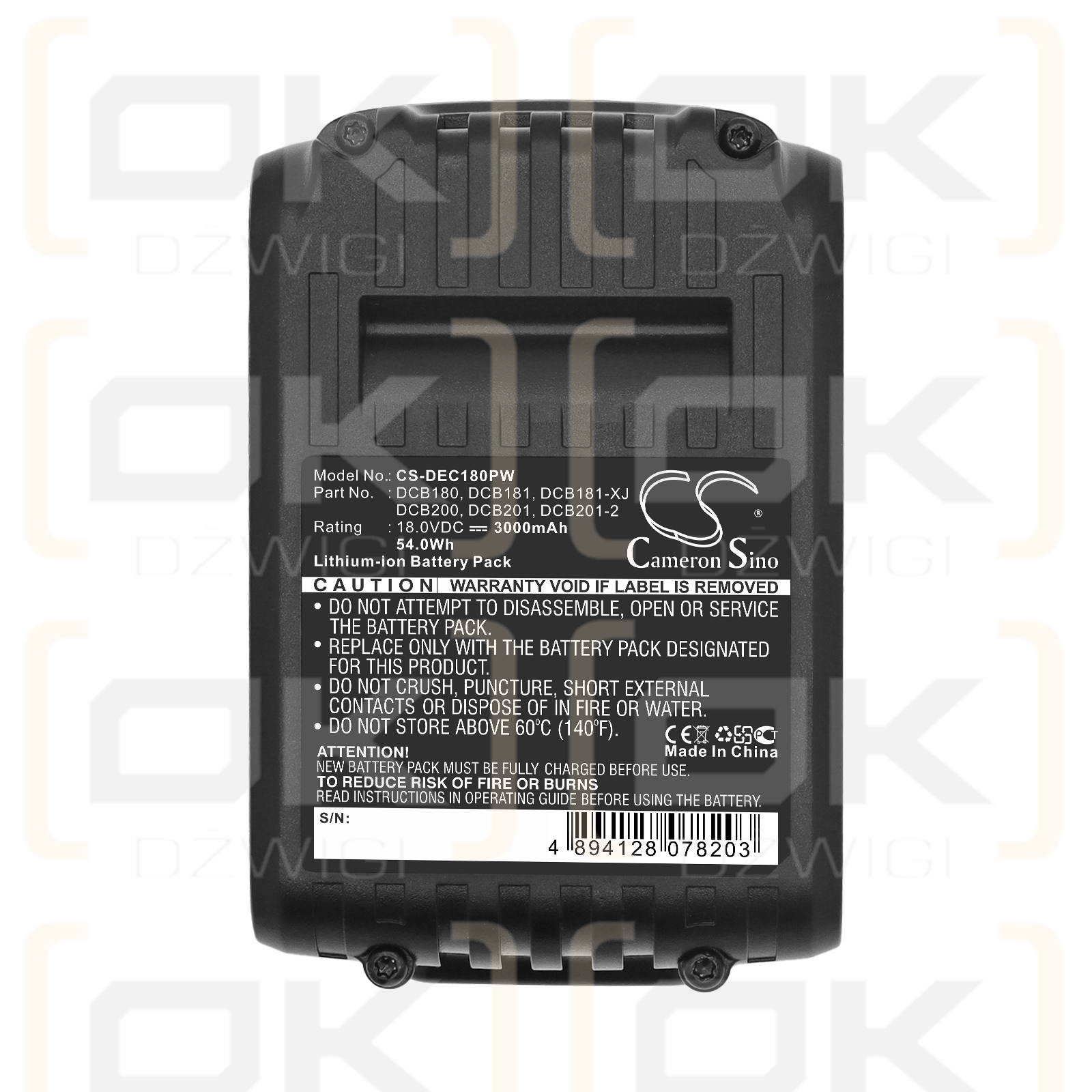 Ersatzakku für DeWalt DWST1-75659-QW / DCB180 3000 mAh Li-Ion 18V (Cameron Sino)