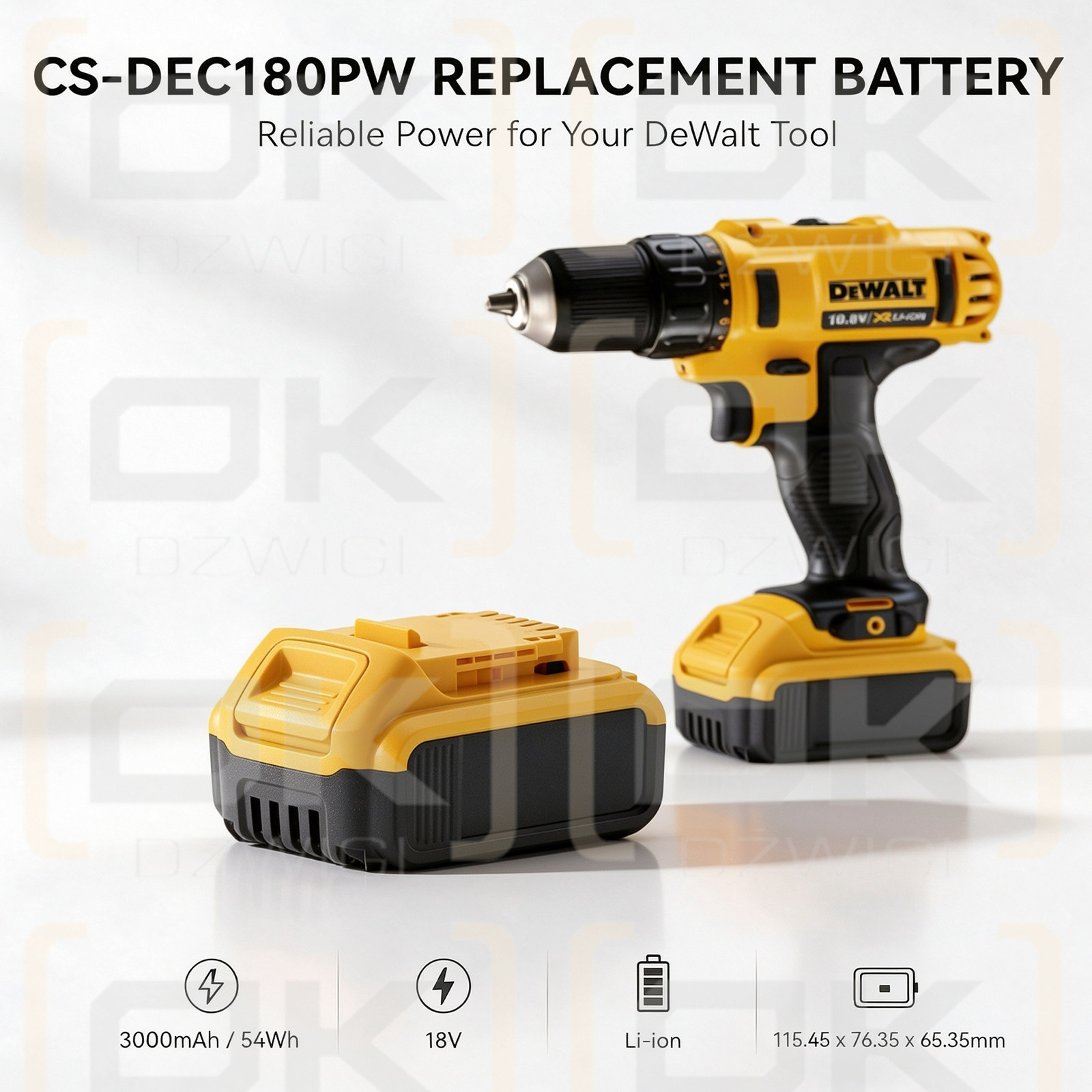 Ersatzakku für DeWalt DWST1-75659-QW / DCB180 3000 mAh Li-Ion 18V (Cameron Sino)