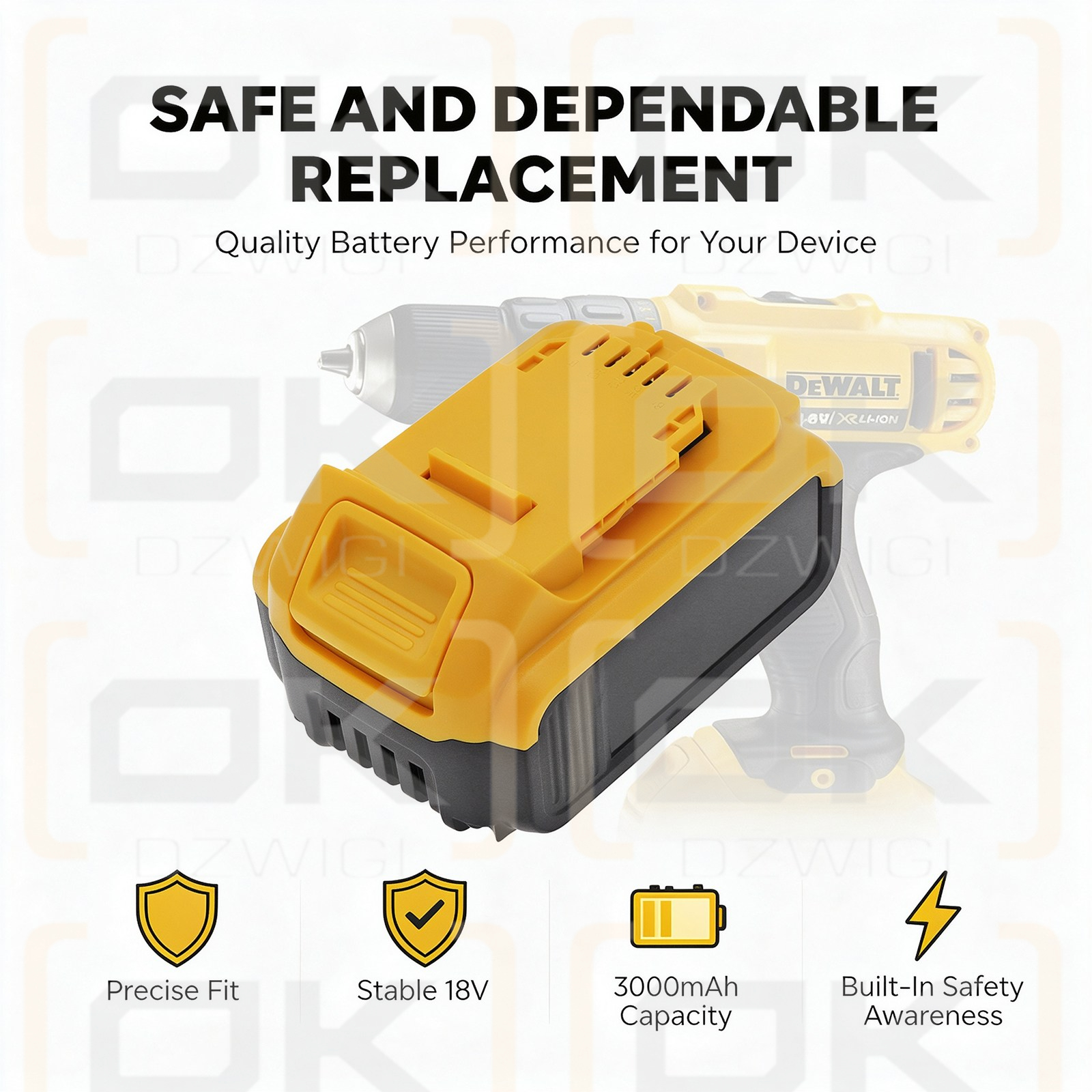 Ersatzakku für DeWalt DWST1-75659-QW / DCB180 3000 mAh Li-Ion 18V (Cameron Sino)